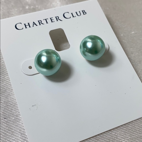 NWT Charter club faux pearl 12mm earrings - Picture 1 of 3